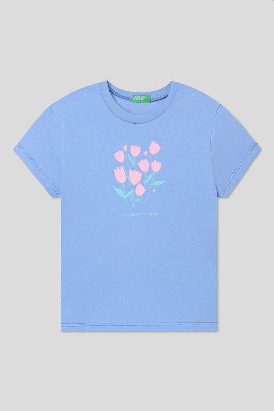 Футболка хлопковая с принтом Benetton