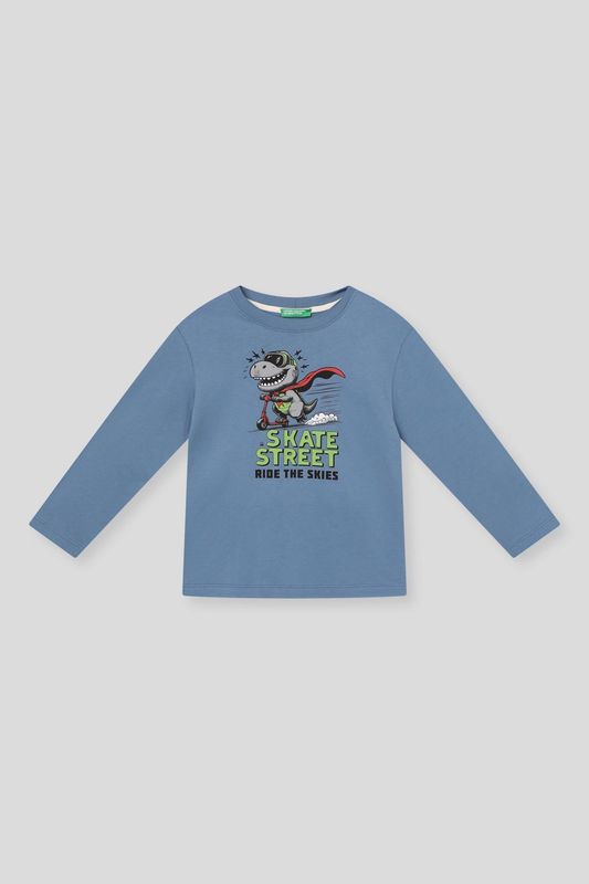 Лонгслив хлопковый с принтом Benetton