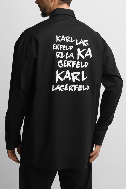Рубашка хлопковая с логотипом Karl Lagerfeld
