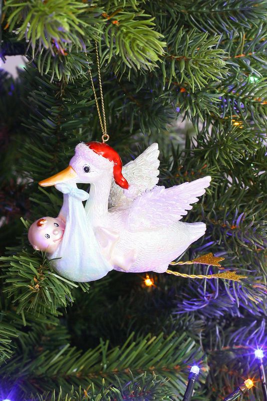 Новогодний сувенир Аист с младенцем в ассортименте Holiday Classics