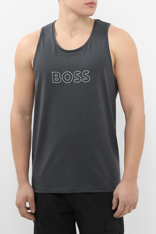 Майка хлопковая с принтом BOSS