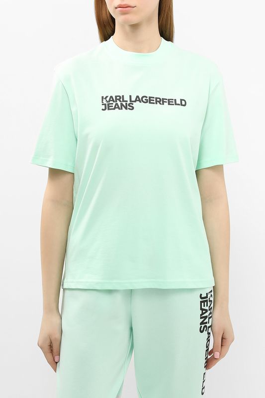 Футболка хлопковая с логотипом Karl Lagerfeld Jeans
