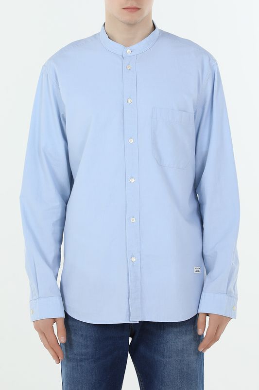 Рубашка хлопковая с воротником стойкой и карманом Marc O'Polo Denim