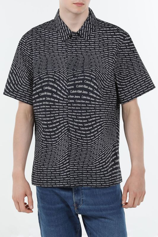 Рубашка хлопковая с коротким рукавом Calvin Klein Jeans