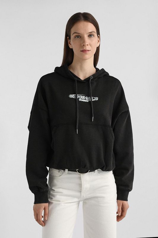 Худи хлопковое с карманом Guess Jeans