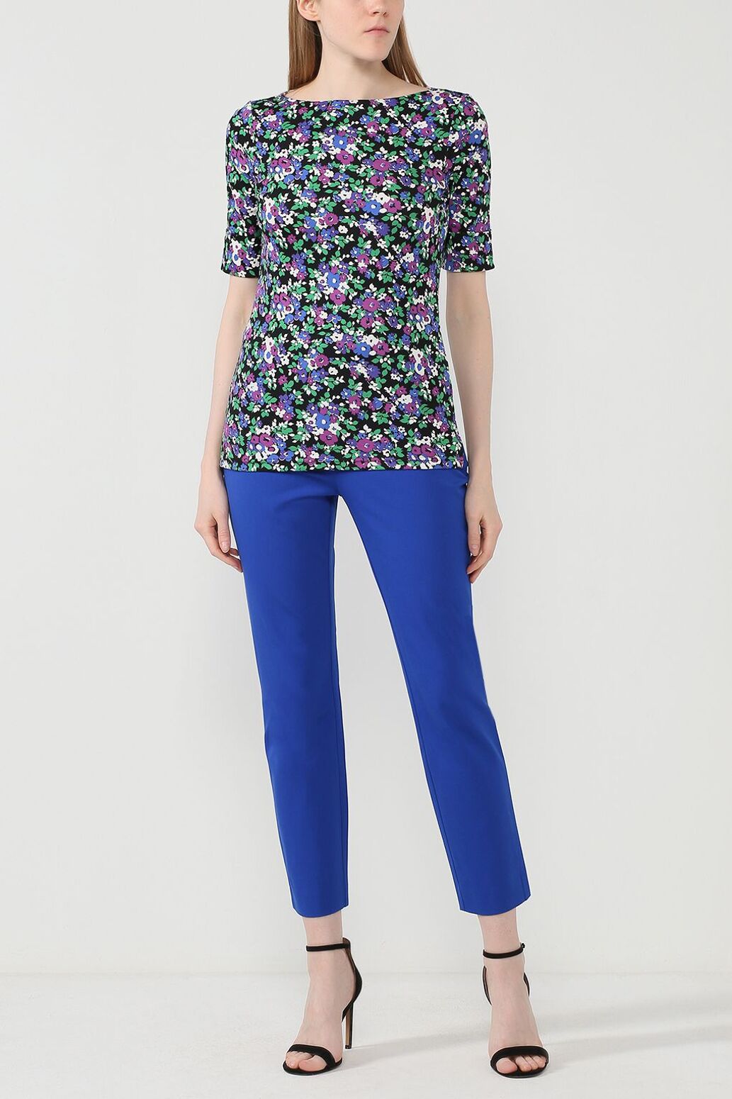 Брюки скинни из хлопка и вискозы Lauren Ralph Lauren