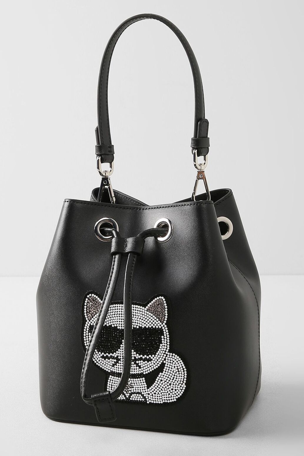 Кожаная сумка-мешок c декором choupette Karl Lagerfeld